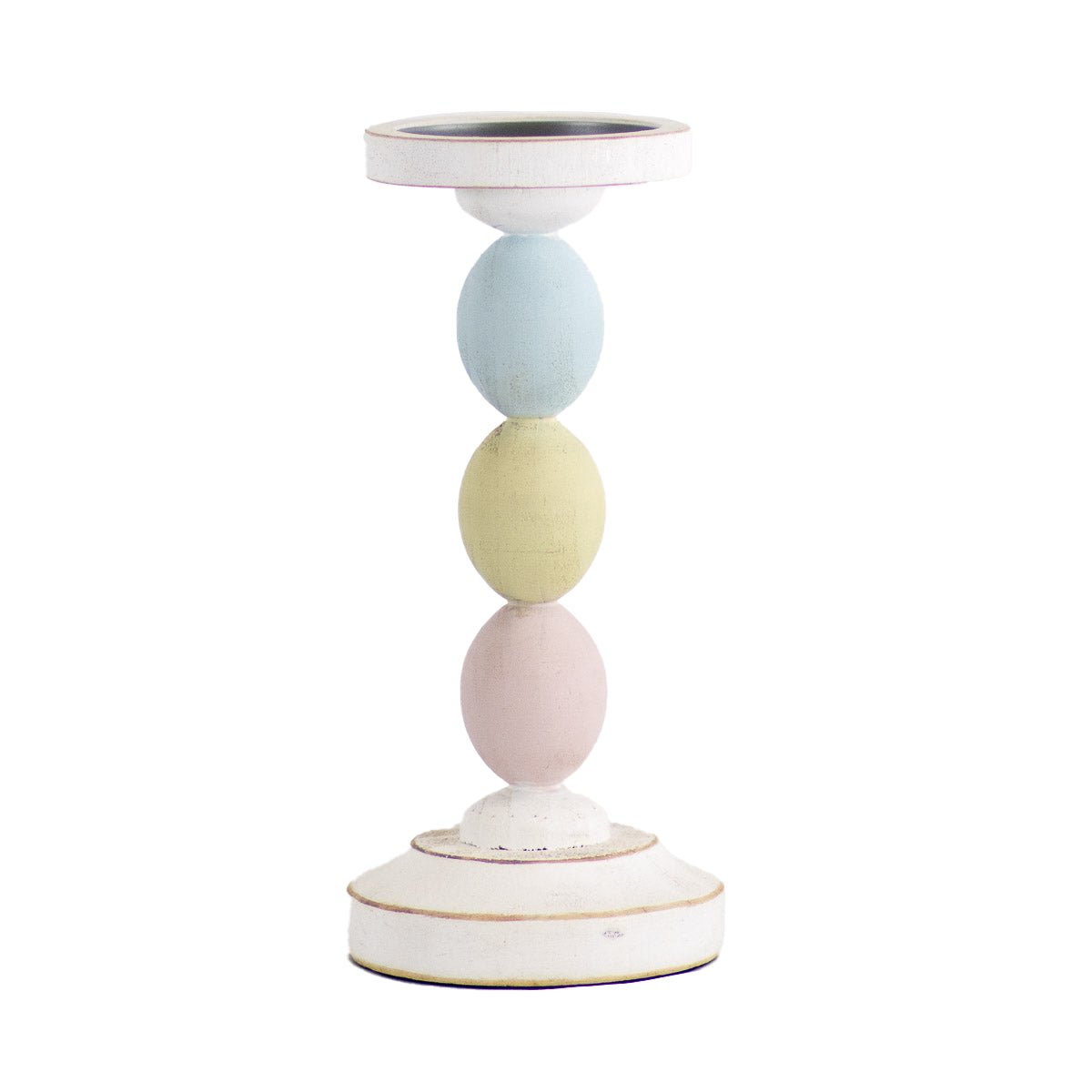 Egg Candle Holder White/Multi 10" - Sassy Inspiration