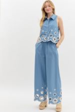 Embroidered Hem Pants - Sassy Inspiration