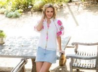 Embroidered Puff Sleeve Top - white - Sassy Inspiration