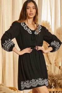 Embroidered Woven Dress - Sassy Inspiration