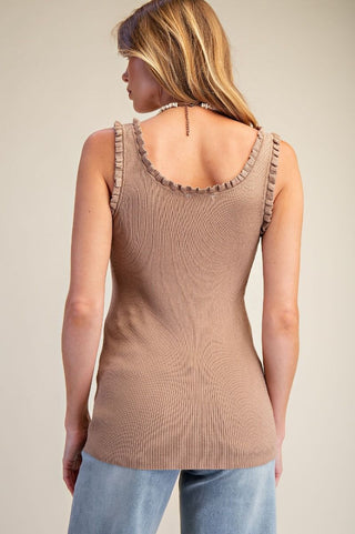 Ruffle Romance Ribbed Tank Tunic