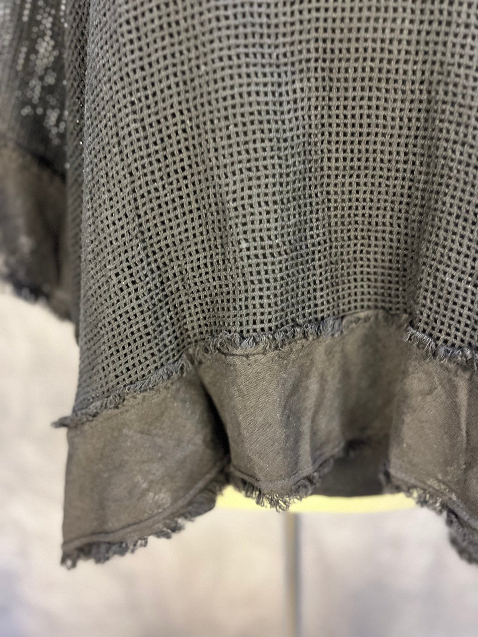 Fishnet Linen Trim Top w/ Tank liner - Black - Sassy Inspiration