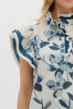 Floral print flutter sleve - Ivory - Sassy Inspiration