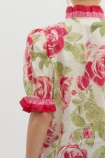 Floral print short puff sleeve - Cream/pink - Sassy Inspiration