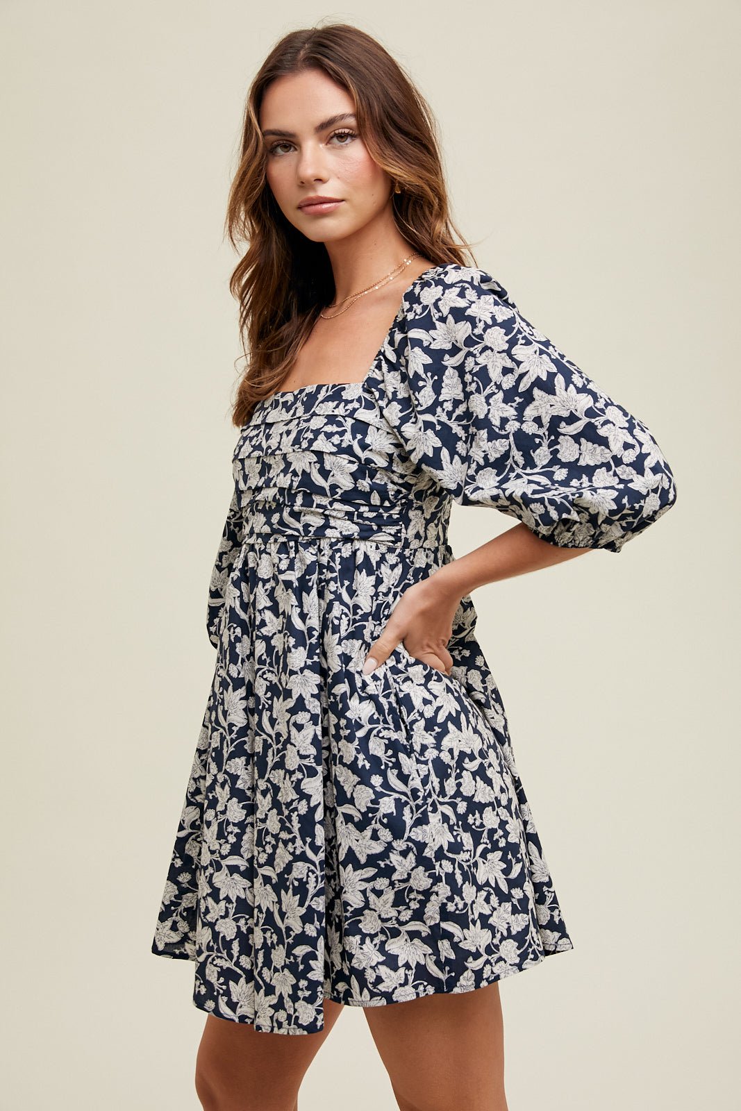 Floral Ruched Bust Mini Dress - Sassy Inspiration