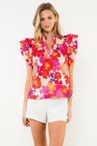 Flutter sleeve floral top - Sassy Inspiration