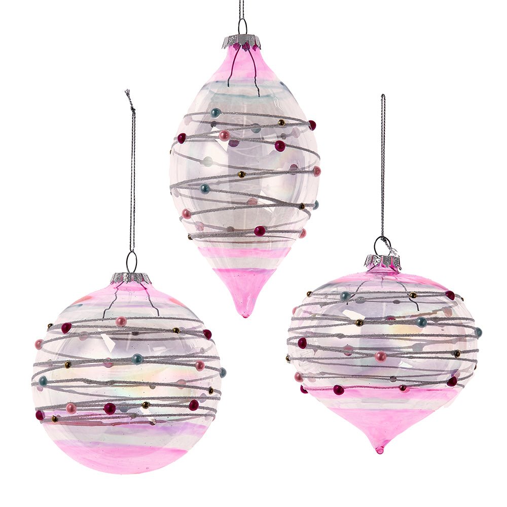 Glass Bubblegum Ornaments, 3 Assorted - Sassy Inspiration