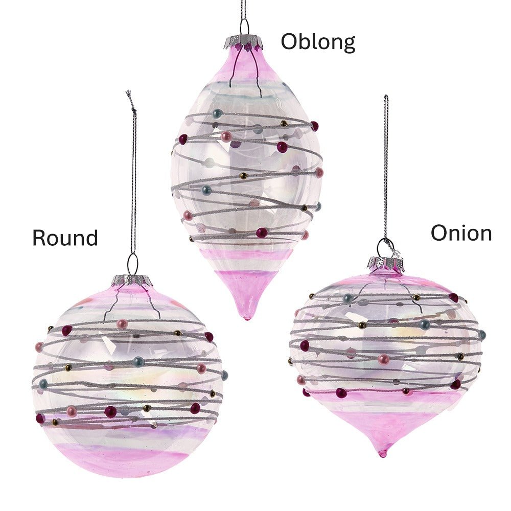 Glass Bubblegum Ornaments, 3 Assorted - Sassy Inspiration