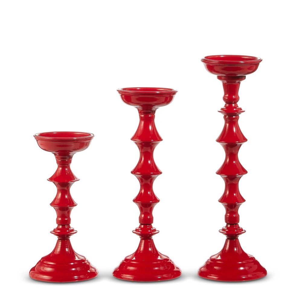 Glossy Red Candle Holders S/3 - Sassy Inspiration