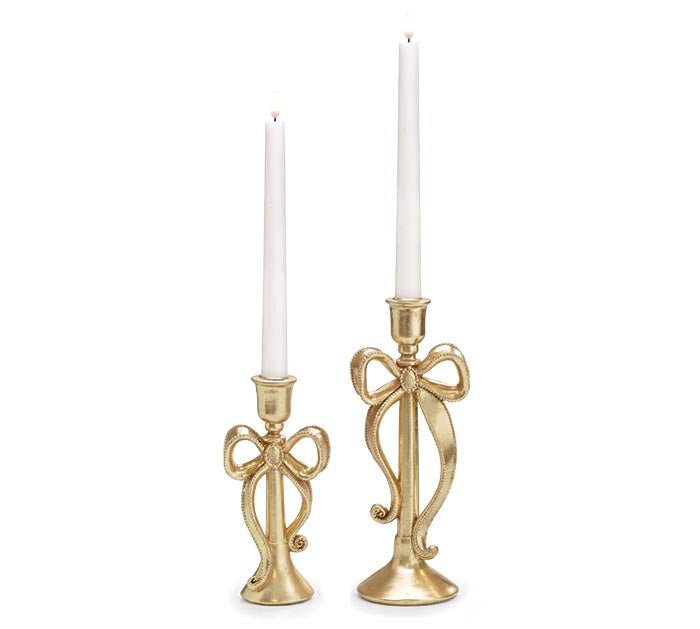 GOLD BOW CANDLEHOLDERS (2 sizes) - Sassy Inspiration