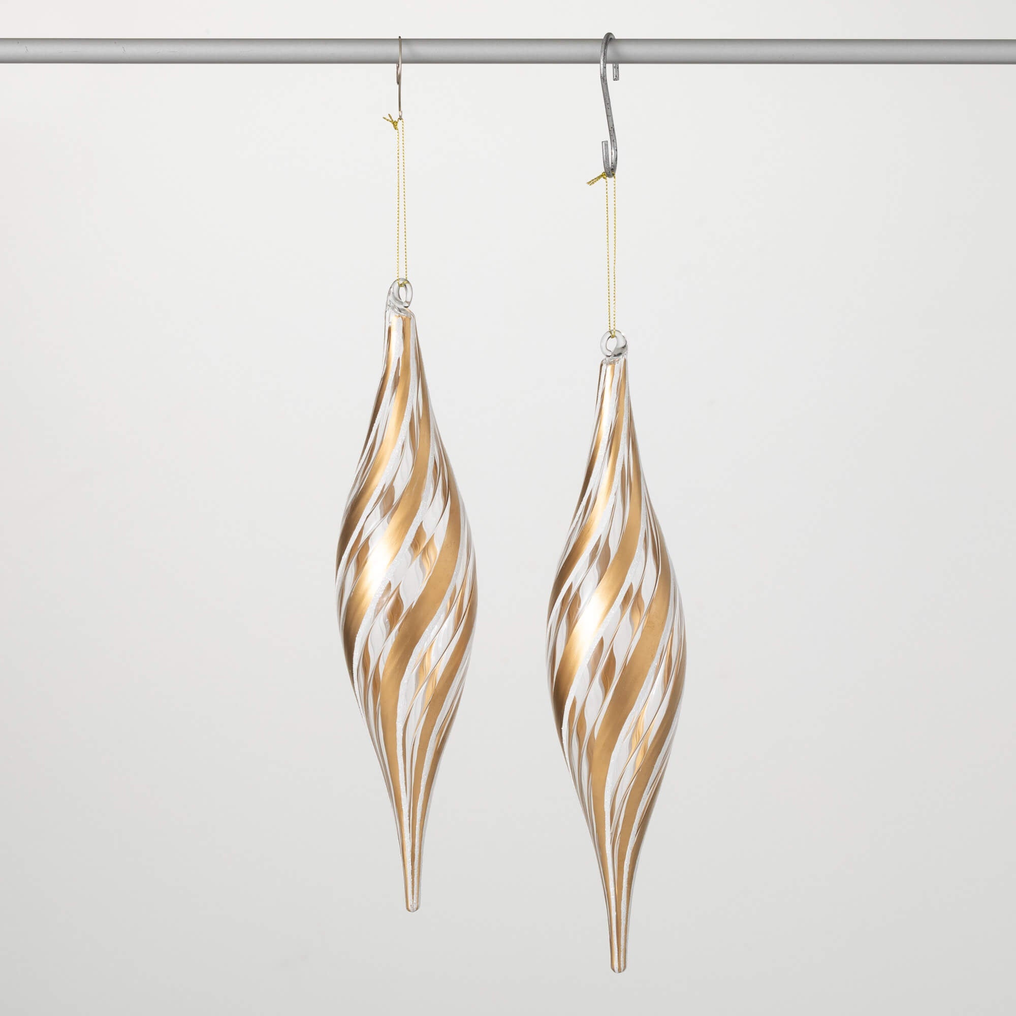 GOLD CLEAR FINIAL ORNAMENT SET S/2 - Sassy Inspiration