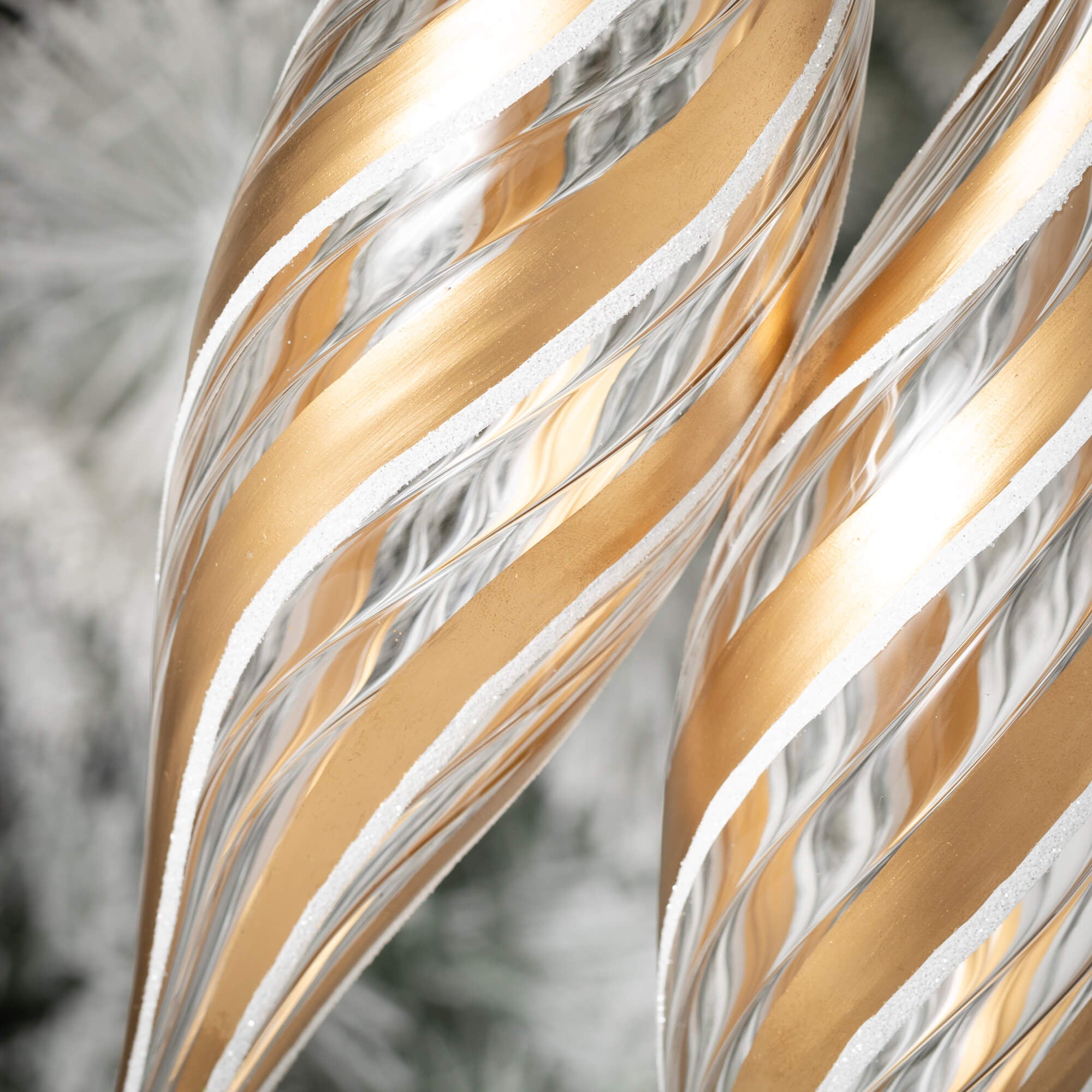 GOLD CLEAR FINIAL ORNAMENT SET S/2 - Sassy Inspiration