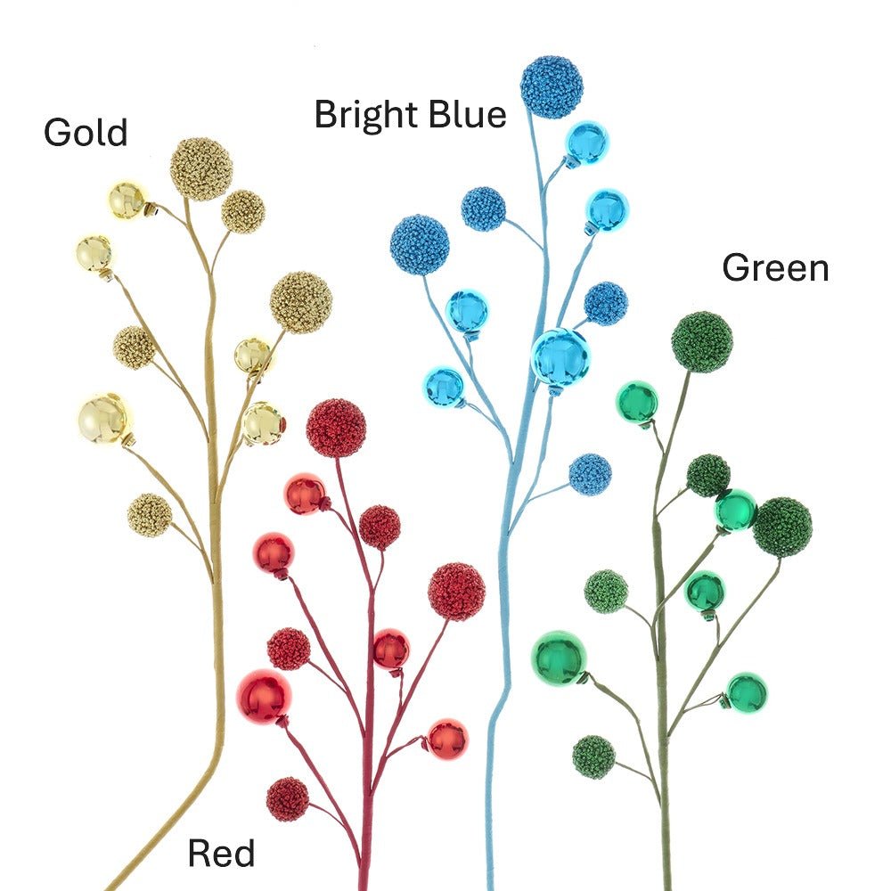 Gold, Red, Green & Bright Blue Ball Sprays, 4 Assorted - Sassy Inspiration
