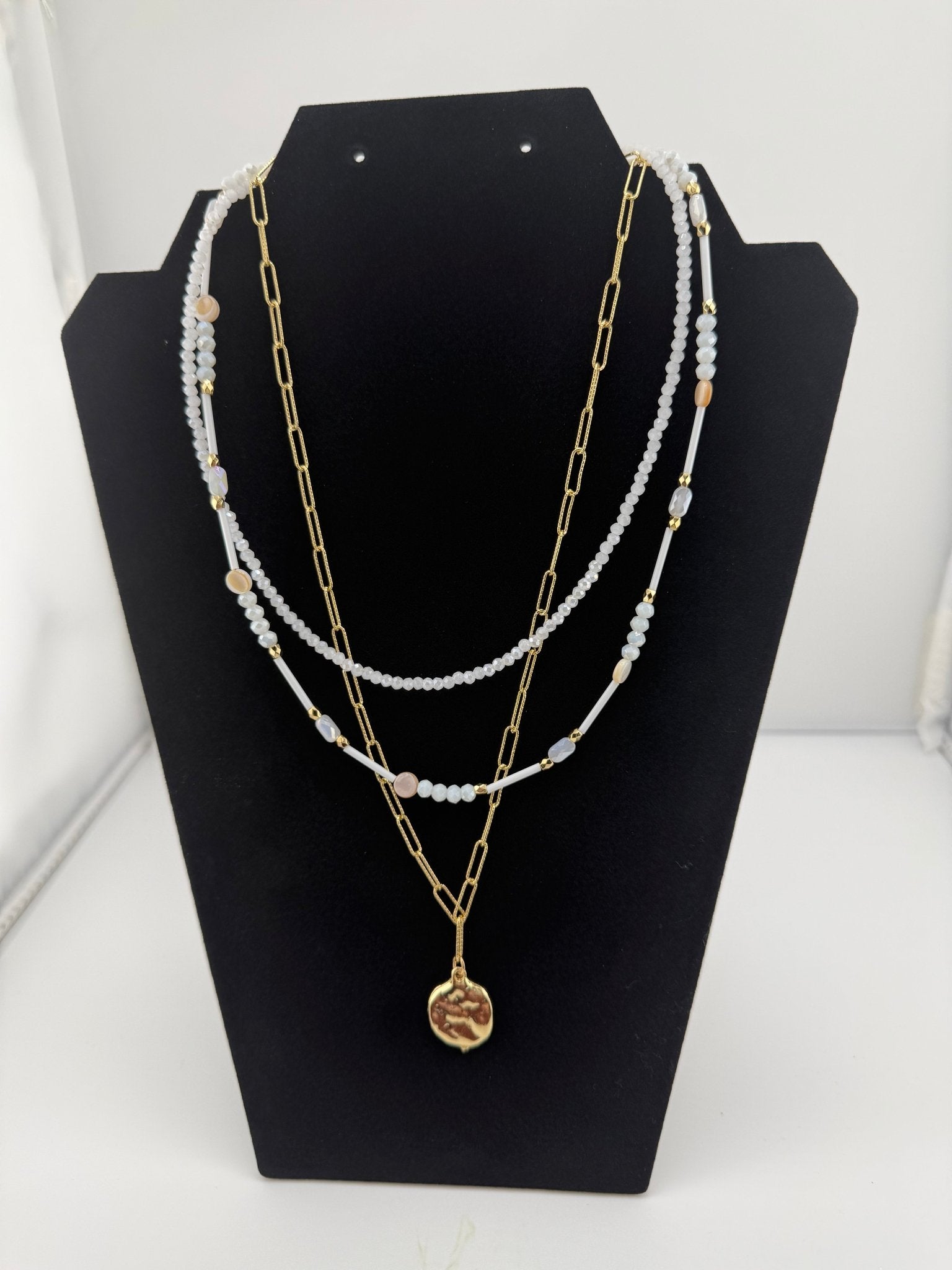 Golden Sand Layered Beaded Necklace - Sassy Inspiration