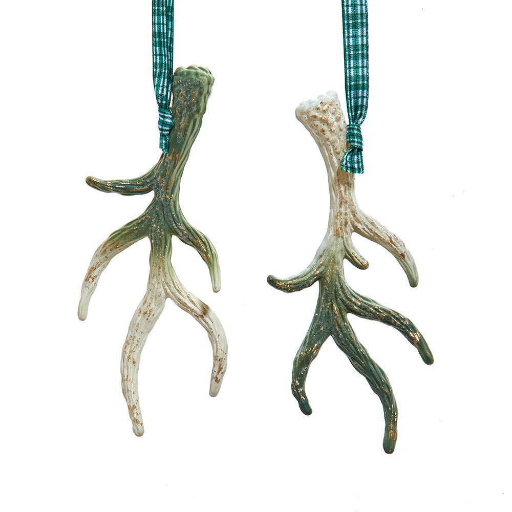 Green & Cream Antler Ornaments, 2 Assorted - Sassy Inspiration