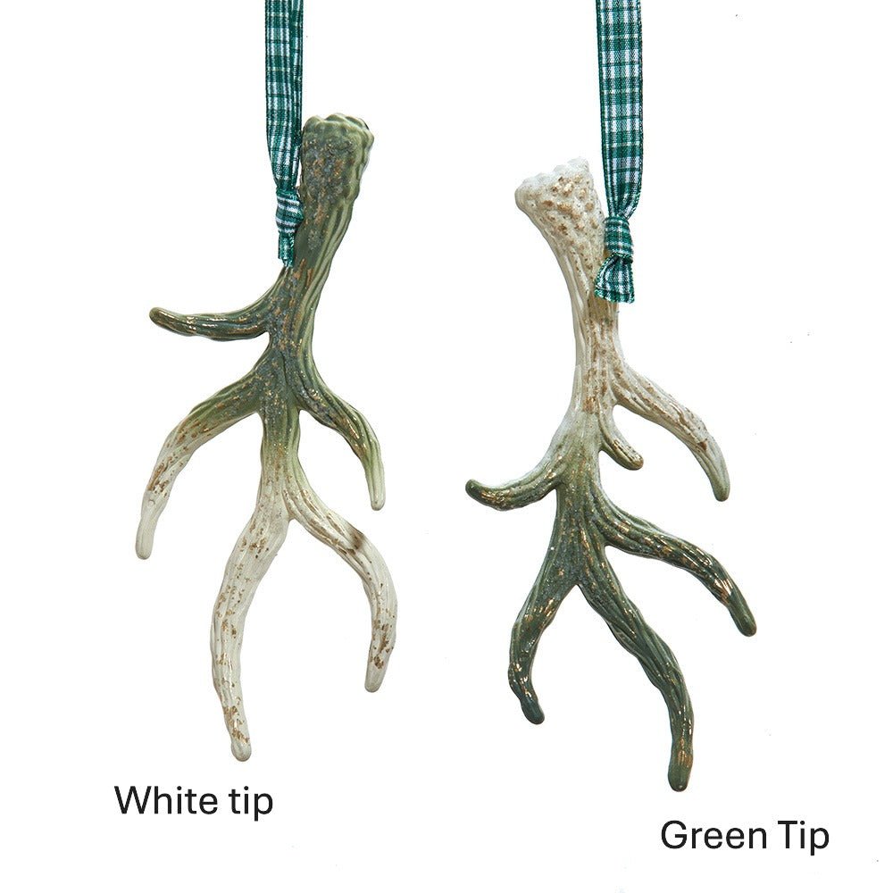 Green & Cream Antler Ornaments, 2 Assorted - Sassy Inspiration