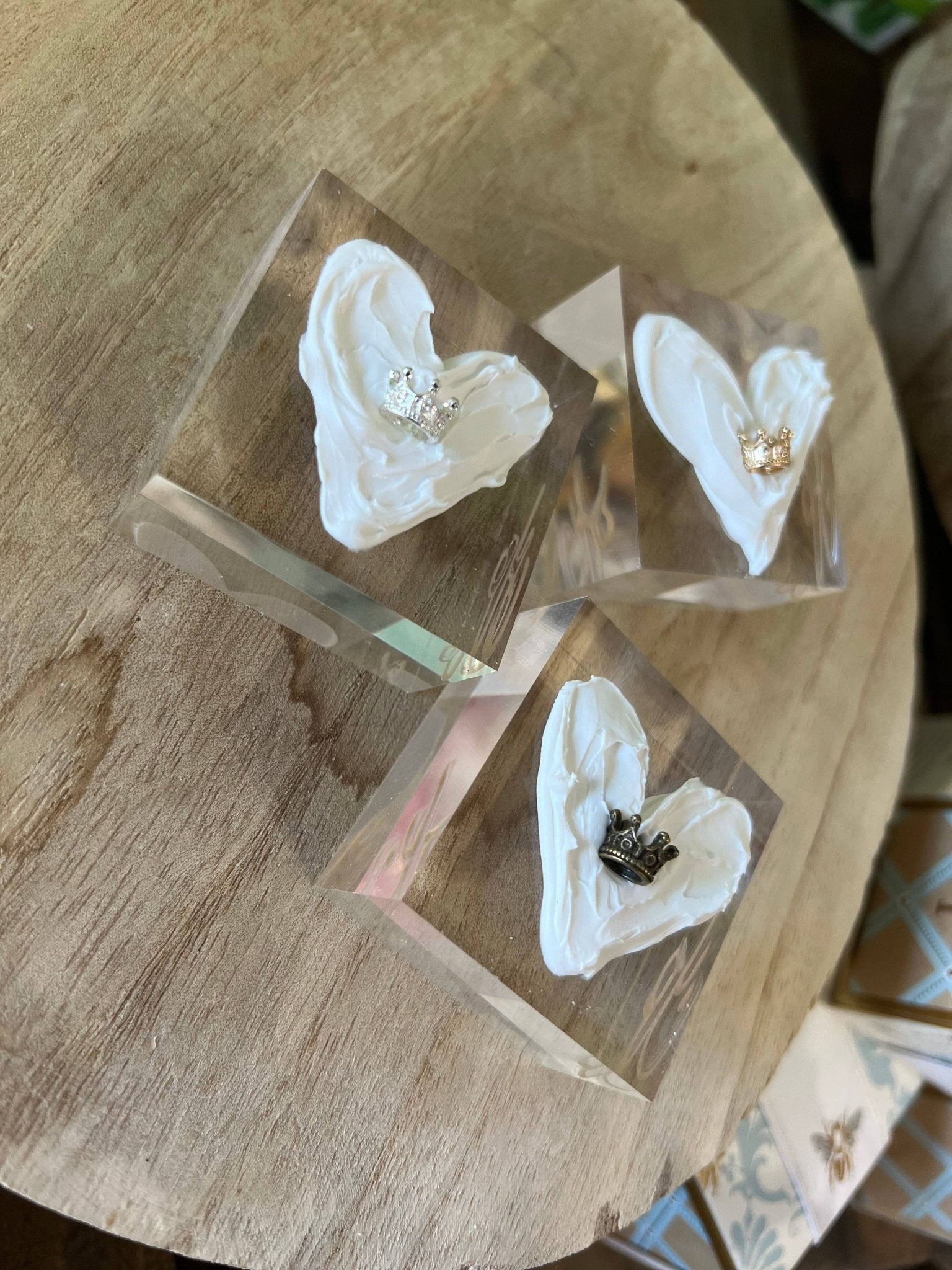 Hand Painted Heart on Lucite block 2’x2’ - Sassy Inspiration