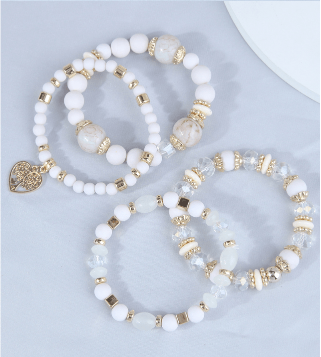 Heart Shaped Alloy Glass Beaded Bracelet - Sassy Inspiration