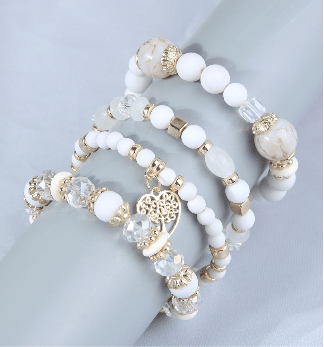 Heart Shaped Alloy Glass Beaded Bracelet - Sassy Inspiration