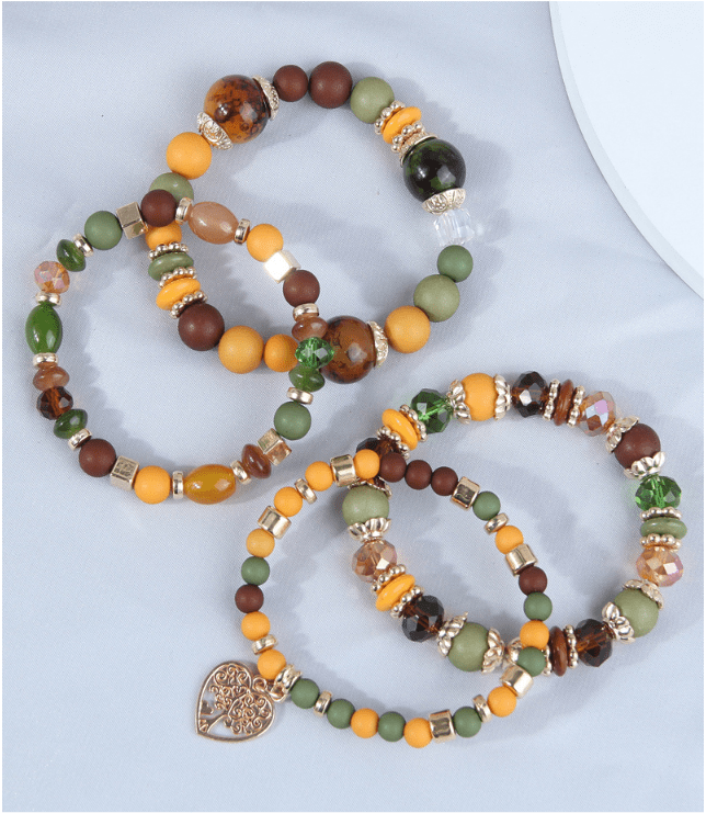 Heart Shaped Alloy Glass Beaded Bracelet - Sassy Inspiration