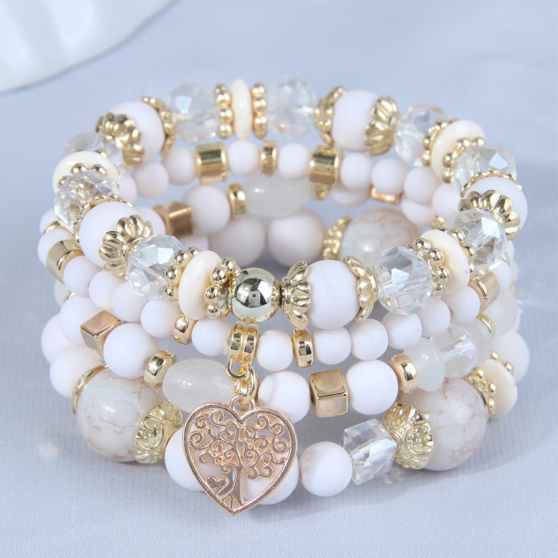 Heart Shaped Alloy Glass Beaded Bracelet - Sassy Inspiration