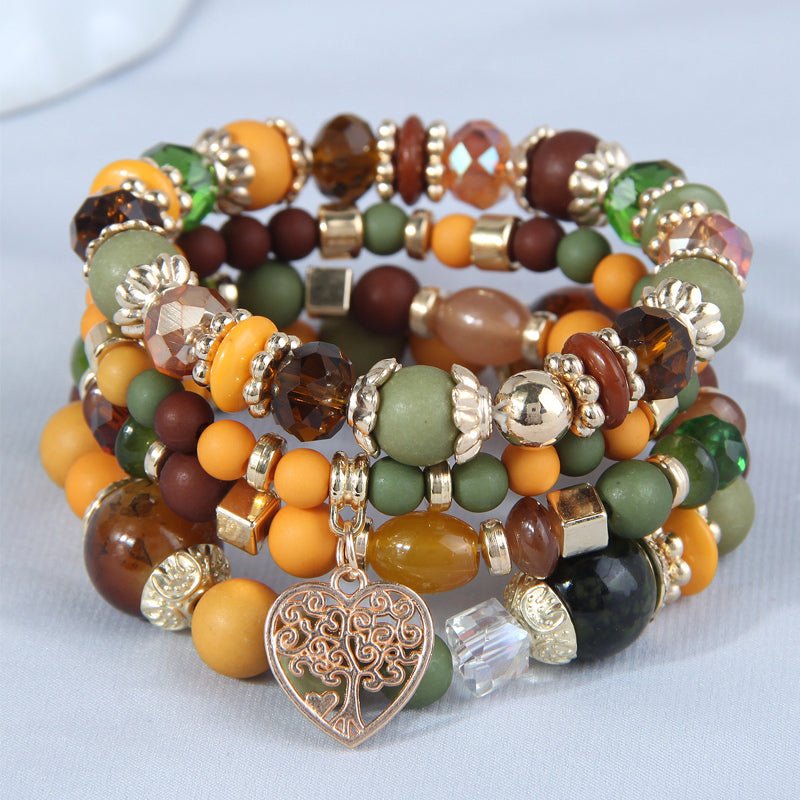 Heart Shaped Alloy Glass Beaded Bracelet - Sassy Inspiration