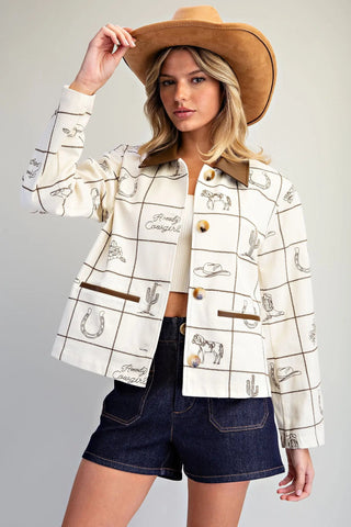 Howdy Cowgirl Western Grid Jacket - Sassy Inspiration