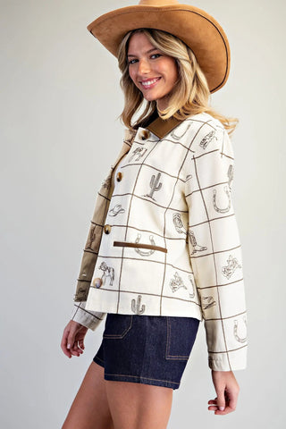 Howdy Cowgirl Western Grid Jacket - Sassy Inspiration