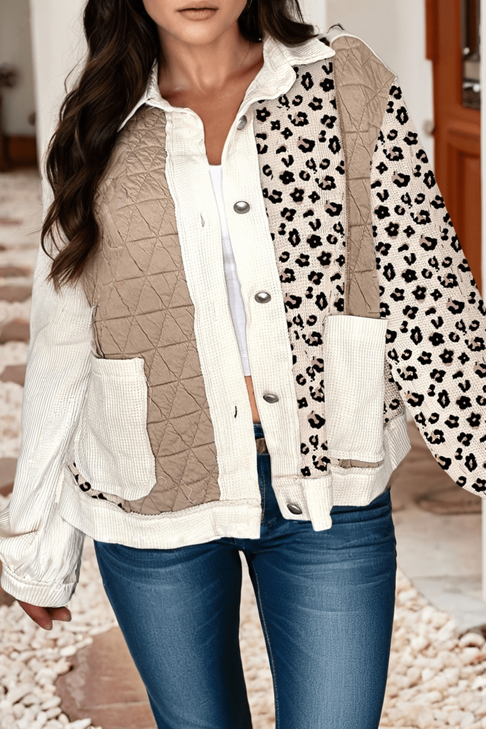 Jenna Quilted Patchwork Button Front Jacket - Sassy Inspiration