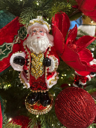 Jeweled Glass Santa Ornament – 8" - Sassy Inspiration