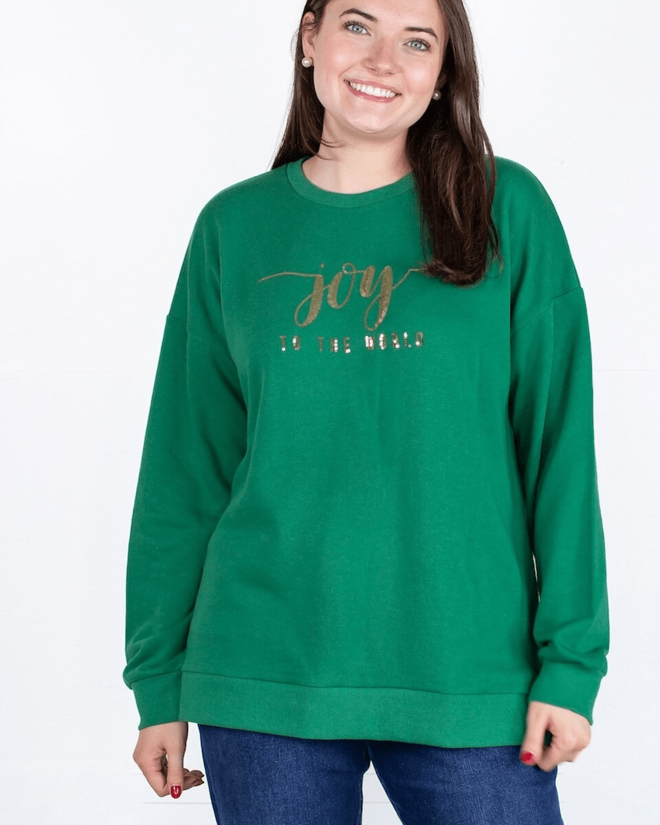 Joy to the World Sequin Sweatshirt - Sassy Inspiration