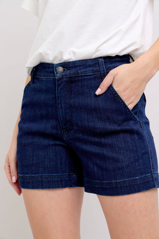 Judy Blue High Waist Dark Wash Trouser Denim Shorts - Sassy Inspiration