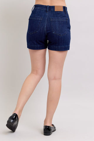 Judy Blue High Waist Dark Wash Trouser Denim Shorts - Sassy Inspiration