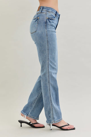 Judy Blue Mid - rise Yoke Cell Phone Pocket Dad Jean - Sassy Inspiration