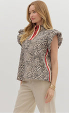 Leopard Flutter Sleeve Pullover - Sassy Inspiration