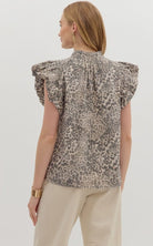 Leopard Flutter Sleeve Pullover - Sassy Inspiration