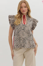 Leopard Flutter Sleeve Pullover - Sassy Inspiration