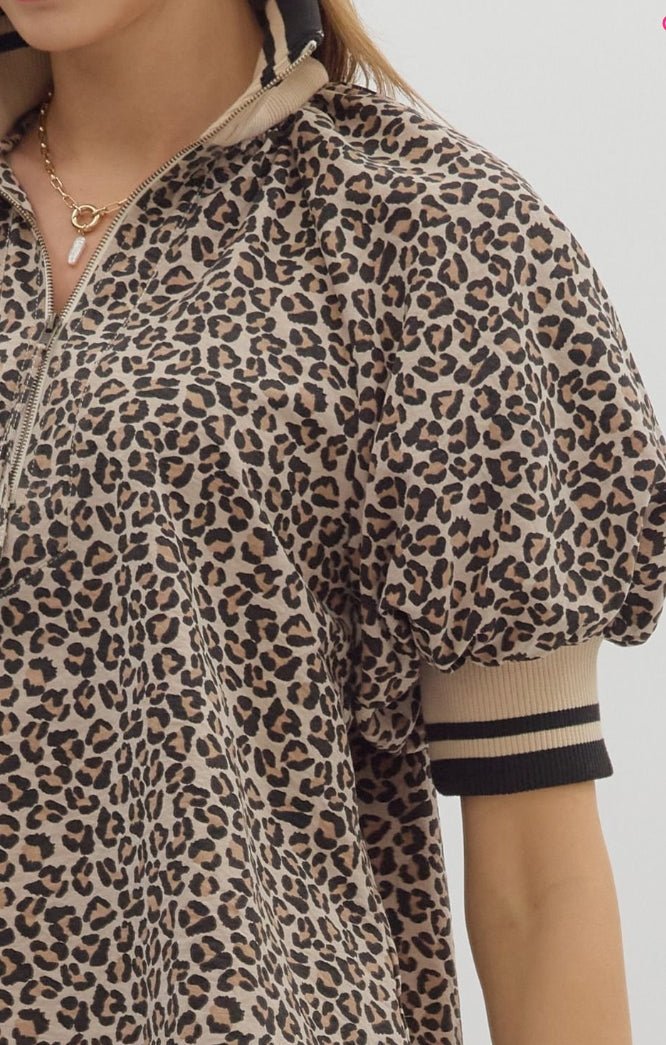 Leopard Short Puff Sleeve Top - Sassy Inspiration