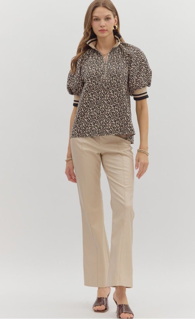 Leopard Short Puff Sleeve Top - Sassy Inspiration
