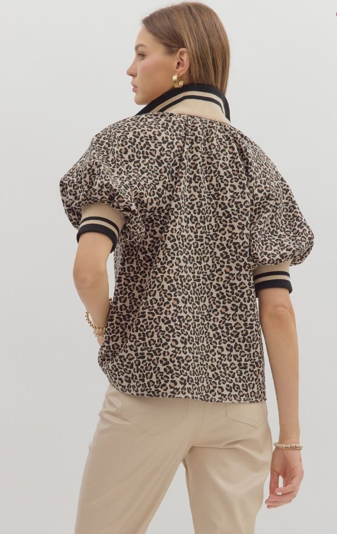Leopard Short Puff Sleeve Top - Sassy Inspiration
