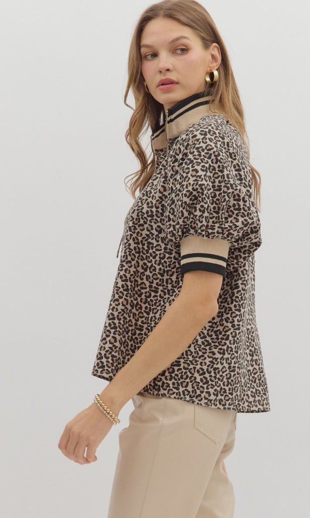 Leopard Short Puff Sleeve Top - Sassy Inspiration