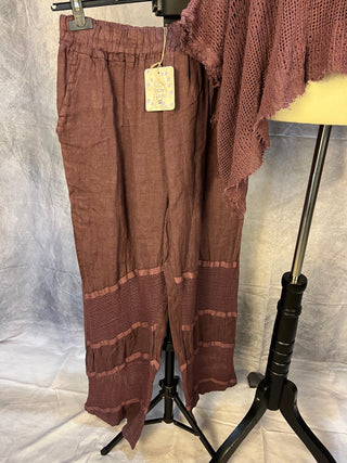 Linen Crochet Pants - Plum - Sassy Inspiration