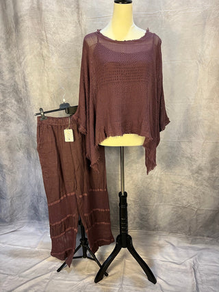 Linen Crochet Pants - Plum - Sassy Inspiration