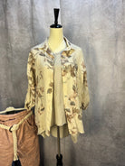 Linen Floral Button Down - Beige - Sassy Inspiration