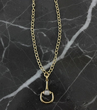 Lucky in Gold Horseshoe Link Necklace – 17" - Sassy Inspiration
