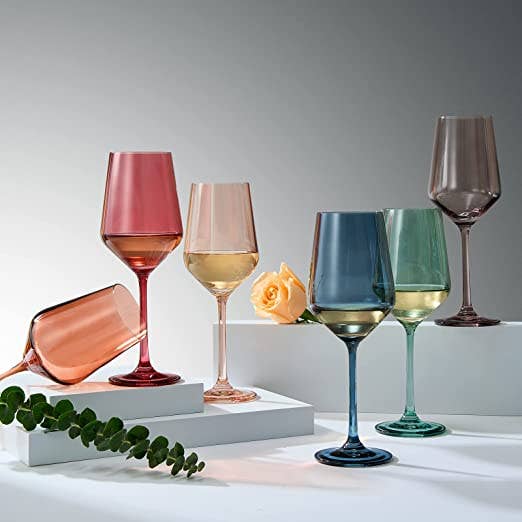 Luxury Colored Crystal Wine Glass Set of 6 - Sassy Inspiration