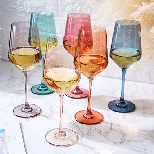 Luxury Colored Crystal Wine Glass Set of 6 - Sassy Inspiration