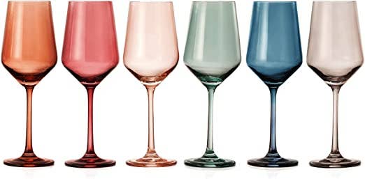 Luxury Colored Crystal Wine Glass Set of 6 - Sassy Inspiration