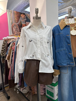 Mallard Moment Embroidered Button Down Shirt - Sassy Inspiration
