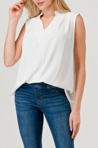 Mandarin Collar Sleeveless Top - Sassy Inspiration